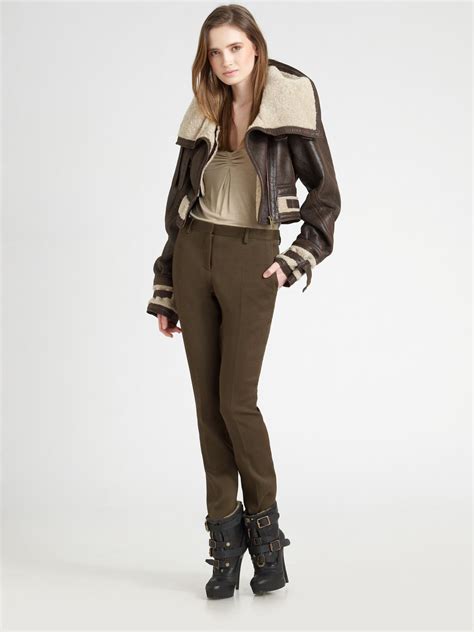 burberry prorsum shearling funnel neck aviator jacket|shearling aviator jacket.